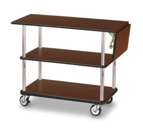 Forbes Industries Room Service Cart w/ (3) Shelves & Drop Leaf - 39"L x 18"W x 31"H, Laminate/Brushed Stainless (4542)-cityfoodequipment.com