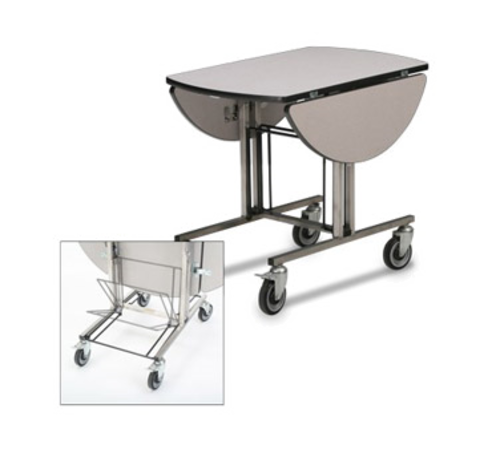 Forbes Industries Oval Room Service Table w/ (2) Bi Fold Drop Leaves - 36"L x 43"W, Laminate/Stainless Steel (4959-WDS)-cityfoodequipment.com