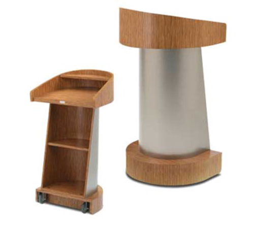 Forbes Industries Floor Pedestal Podium - 25 1/2"W x 23 1/2"D x 47"H Wood & Stainless (5892)-cityfoodequipment.com