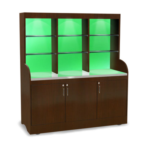 Forbes Industries Mobile Back Bar w/ (3) Doors & (6) Compartment Top Shelf - 70"L x 27-1/2"W x 78"H, Wood Veneer (5873-ACRYLIC)-cityfoodequipment.com