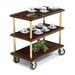 Forbes Industries Room Service Cart w/ (3) Shelves - 36"L x 18"W x 32 1/2"H, Wood w/ Brass Posts (5530)-cityfoodequipment.com