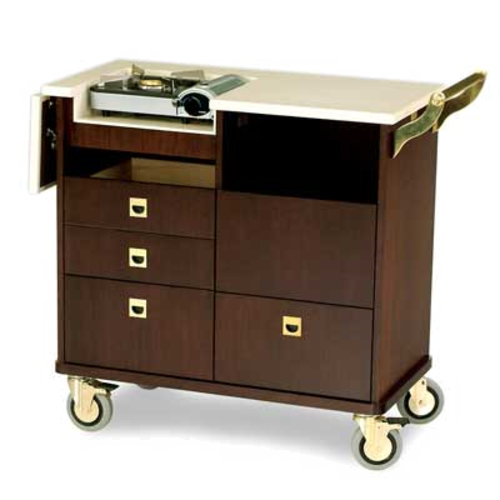 Forbes Industries Mobile Flambe Cart w/ Butane Burner - Avonite Top, Hardwood Veneer Cabinet (5635)-cityfoodequipment.com