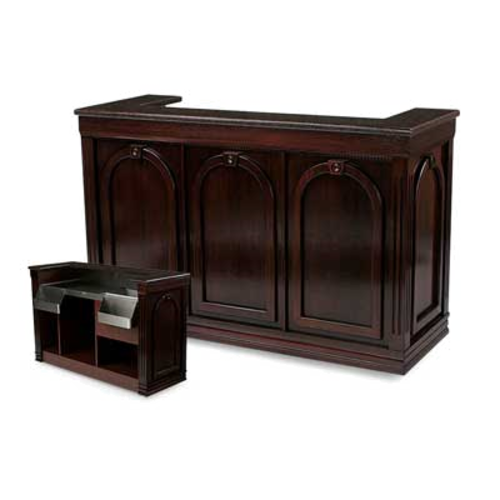 Forbes Industries Mobile Bar w/ (1) Sink & (2) Speed Rails - 60"L x 27"W x 47"H, Wood Veneer w/ Avonite Top (5769-5)-cityfoodequipment.com