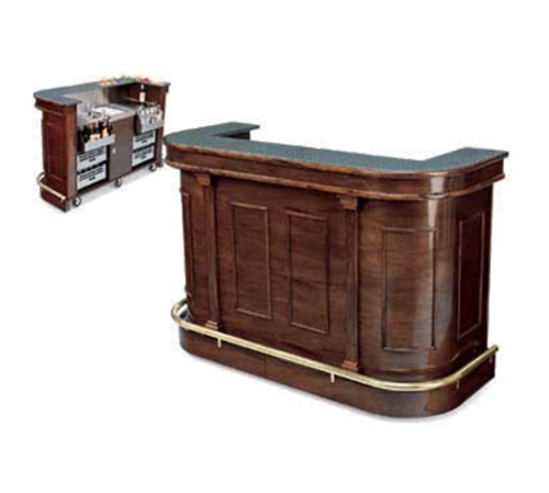 Forbes Industries Mobile Bar w/ (1) Sink & (2) Speed Rails - 73"L x 29"W x 48"H, Wood Veneer w/ Avonite Top (5776-6)-cityfoodequipment.com