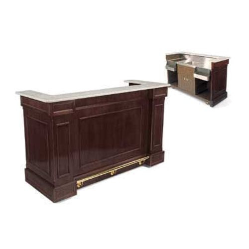 Forbes Industries Mobile Bar w/ (1) Sink & (2) Speed Rails - 66"L x 30"W x 46"H, Wood Veneer w/ Avonite Top (5779-5)-cityfoodequipment.com