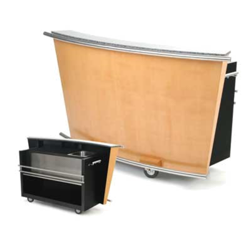 Forbes Industries Mobile Bar w/ (1) Sink & (1) Speed Rail - 79-1/4"L x 31-1/2"W x 43-1/2"H, Wood w/ Avonite Top (5780-6)-cityfoodequipment.com