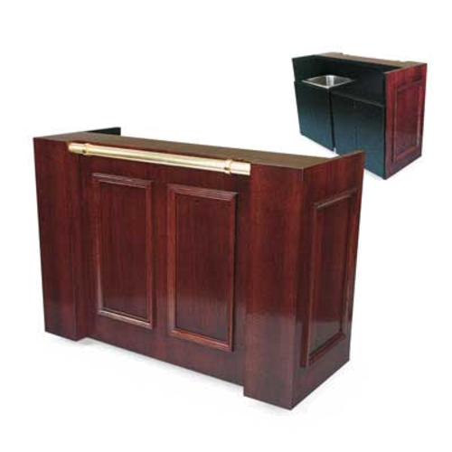 Forbes Industries Mobile Bar w/ Sink & Hand Rail - 72"L x 25"W x 43-1/2"H, Wood Veneer w/ Black Laminate Top (5784-6)-cityfoodequipment.com