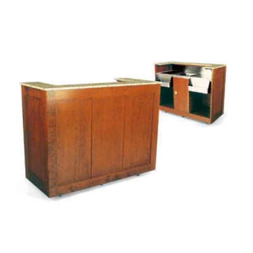 Forbes Industries Mobile Bar w/ (1) Sink & (2) Speed Rails - 61"L x 26"W x 48"H, Wood Veneer w/ Avonite Top (5789-5)-cityfoodequipment.com