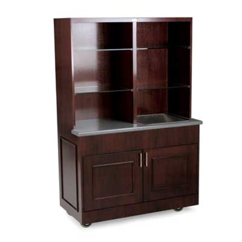 Forbes Industries Mobile Back Bar w/ (2) Doors & (6) Compartment Top Shelf - 48"L x 24"W x 72"H, Wood & Avonite (5868)-cityfoodequipment.com