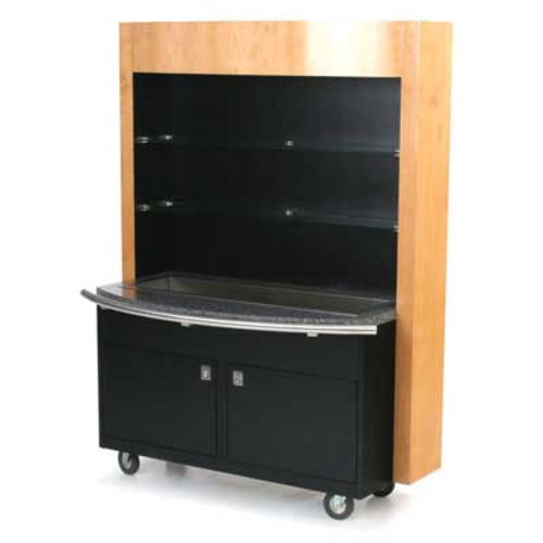 Forbes Industries Mobile Back Bar w/ Ice Pan & (2) Glass Shelves - 58"L x 33"W x 78"H, Wood Veneer w/ Avonite Top (5880)-cityfoodequipment.com
