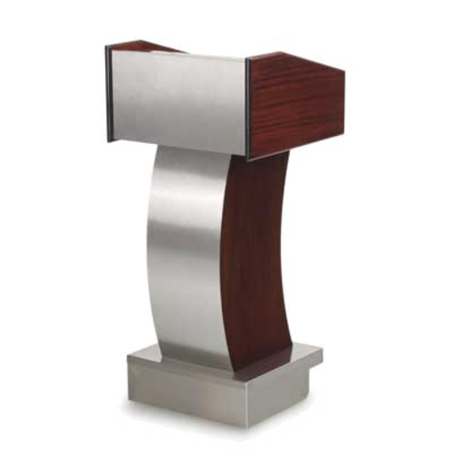 Forbes Industries Floor Podium w/ (2) Open Sections - 22 1/2"L x 21 1/2"W x 47"H, Wood w/ Silver Panels (5891)-cityfoodequipment.com