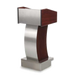 Forbes Industries Floor Podium w/ (2) Open Sections - 22 1/2"L x 21 1/2"W x 47"H, Wood w/ Silver Panels (5891)-cityfoodequipment.com