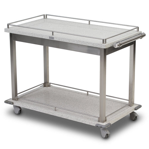 Forbes Industries Room Service Cart w/ (2) Shelves - 42"L x 23"W x 32"H, Stone/Stainless Steel (5515)-cityfoodequipment.com