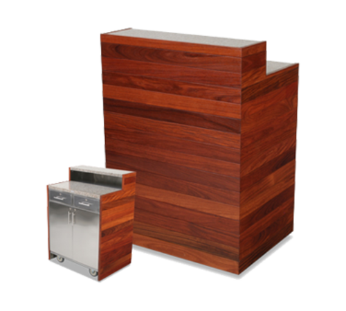 Forbes Industries 34 1/2"W Host Station w/ Avonite Top - 48 1/2"H, Wood/Stainless Steel (5941)-cityfoodequipment.com