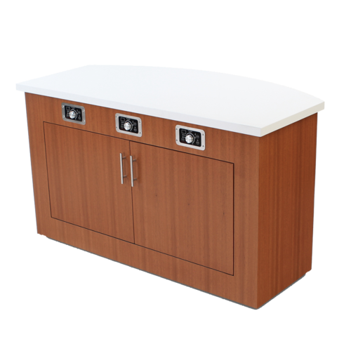 Forbes Industries 72" Mobile Induction Table w/ (3) Holding/Warming Units - Glass Cook Top, 120v (5210-6-H3)-cityfoodequipment.com