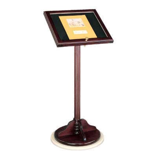 Forbes Industries 45"H Menu Stand w/ 15 3/4" x 13 3/4" Window - Wood Post w/ Avonite Base (6823)-cityfoodequipment.com