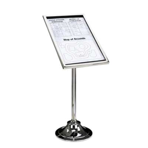 Forbes Industries 55"H Menu Stand w/ 20" x 29" Window - Polished Stainless Steel (6834-PS)-cityfoodequipment.com
