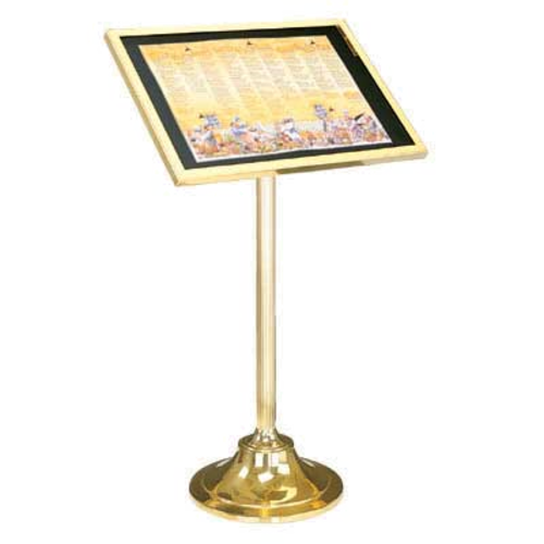 Forbes Industries 49 1/2"H Menu Stand w/ 29" x 20" Window - Solid Brass (6836)-cityfoodequipment.com