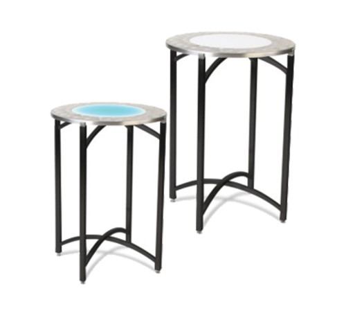 Forbes Industries 30" Round Collapsible Side Table w/ LED Top - Steel/Acrylic Top & Black Steel Frame, 36"H (7034LED-36)-cityfoodequipment.com