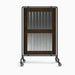 Forbes Industries Mobile Safety Shield Partition - Mahogany & Corrugated Metal w/ Steel Frame (7840)-cityfoodequipment.com