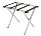 Forbes Industries Steel Luggage Rack w/ Black Poly Straps - 24 1/4"W x 16"D x 21"H, Brushed Steel Frame (804-SS)-cityfoodequipment.com