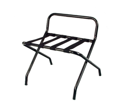 Forbes Industries Luggage Rack w/ Poly Straps & Back Bar - 24"W x 21"D x 24 1/2"H, Textured Black Steel Frame (800-EN)-cityfoodequipment.com