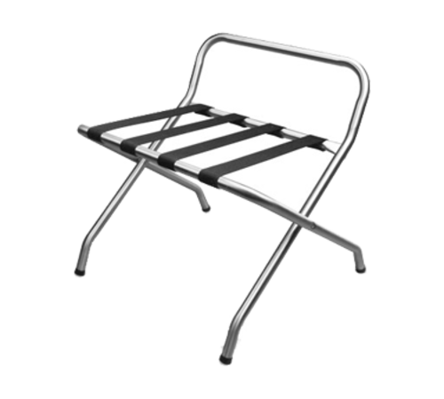 Forbes Industries Steel Luggage Rack w/ Poly Straps & Back Bar - 24"W x 21"D x 24 1/2"H, Brushed Steel Tube (800-SS)-cityfoodequipment.com