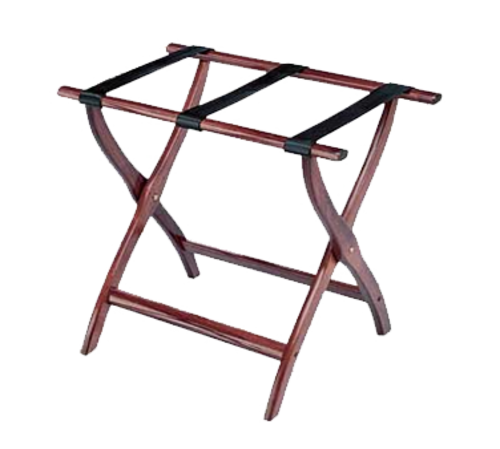 Forbes Industries Steel Luggage Rack w/ Poly Straps - 24"W x 19"D x 22"H, Solid Oak w/ Dark Finish (904-DO)-cityfoodequipment.com