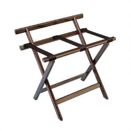 Forbes Industries Luggage Rack w/ Poly Straps & Back Bar - 24"W x 18 1/2"D x 23"H, Solid Oak w/ Dark Finish (932-DO)-cityfoodequipment.com