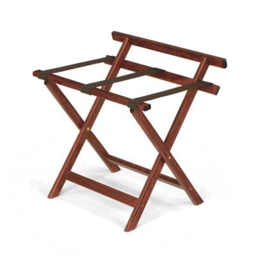 Forbes Industries Luggage Rack w/ Poly Straps & Back Bar - 24"W x 18 1/2"D x 23"H, Hardwood w/ Black Finish (932-EN)-cityfoodequipment.com