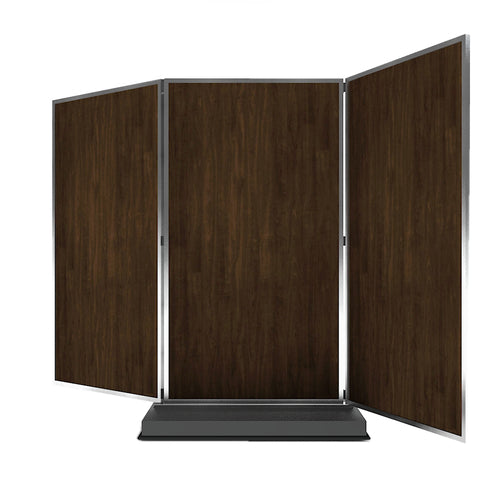 Forbes Industries 3 Panel Mobile Room Divider w/ Wood Veneer Panels & Brushed Steel Frame (7886)-cityfoodequipment.com