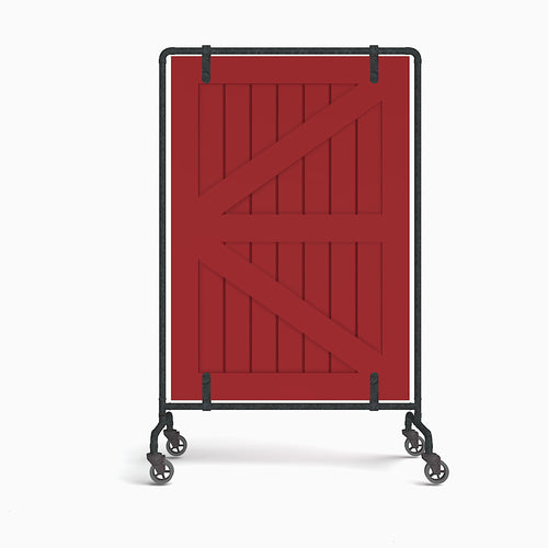 Forbes Industries Mobile Safety Shield Partition w/ Wood Barn Door Panel & Steel Frame (7843)-cityfoodequipment.com