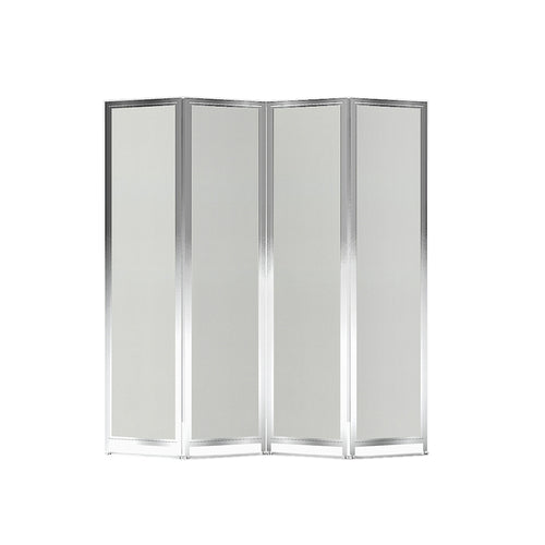 Forbes Industries 4 Panel Mobile Room Divider w/ Laminate Panels & Brushed Steel Frame - 72 1/2"L x 78"H (7853)-cityfoodequipment.com