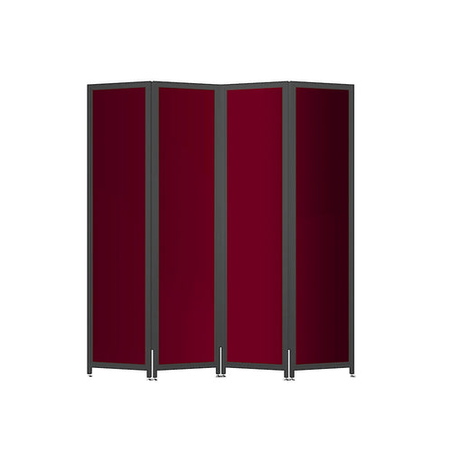 Forbes Industries 4 Panel Mobile Room Divider w/ Laminate Panels & Black Steel Frame - 72 1/2"L x 78"H (7850)-cityfoodequipment.com