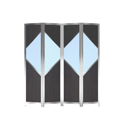 Forbes Industries Mobile Safety Shield Partition w/ Laminate/Acrylic Panels & Brushed Stainless Frame (7856)-cityfoodequipment.com