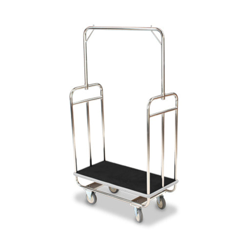 Forbes Industries Economy Luggage Cart w/ Carpeted Deck - 37"L x 18 1/2"W x 65 1/2"H, Chrome Plated (H1210-5C)-cityfoodequipment.com