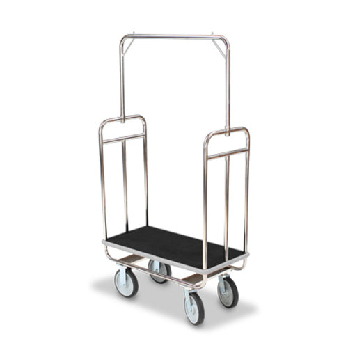 Forbes Industries Economy Luggage Cart w/ Carpeted Deck - 37"L x 18 1/2"W x 65 1/2"H, Chrome Plated (H1210-8C)-cityfoodequipment.com