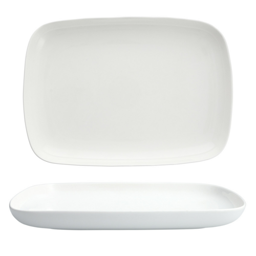 Fortessa Rectangular Modern Coupe Platter - 14" x 10", China, White (FFD-MC-809)-cityfoodequipment.com
