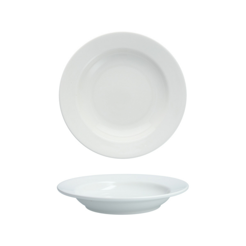 Fortessa 10 oz Round Serena Rim Soup Bowl - China, White (TC7600.DV.225)-cityfoodequipment.com