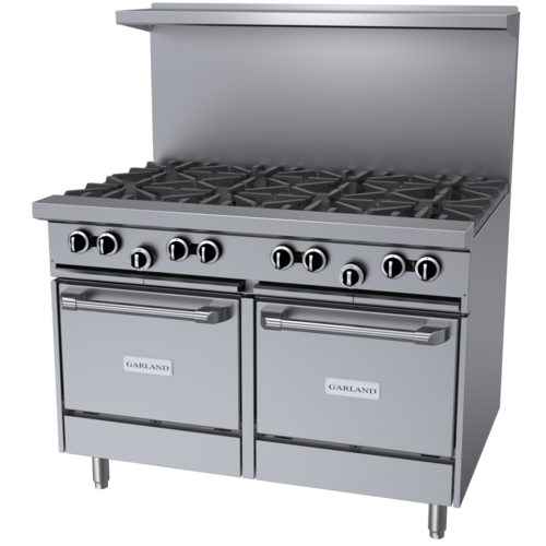 Garland G48-8LL 48" 8 Burner Gas Range w/ (2) Space Saver Ovens, Natural Gas-cityfoodequipment.com