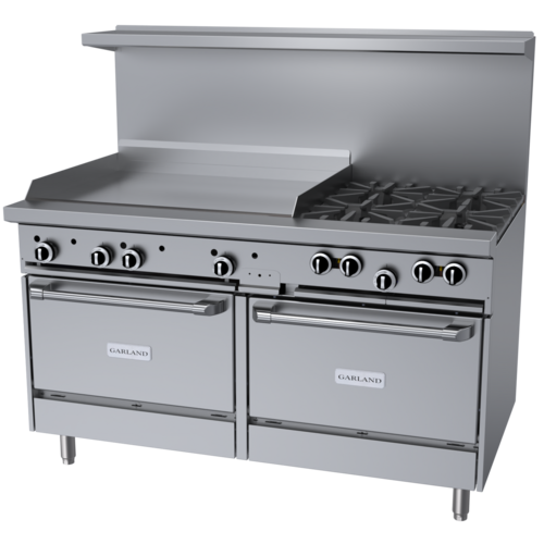 Garland G60-4G36RR 60" 4 Burner Gas Range w/ Griddle & (2) Space Saver Ovens, Natural Gas-cityfoodequipment.com