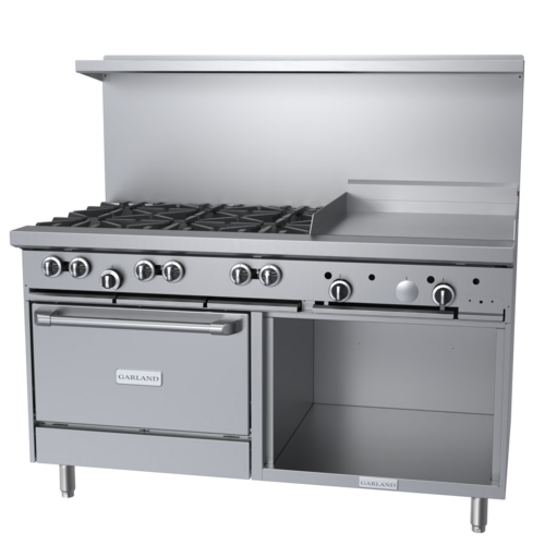 Garland G60-6G24RS 60" 6 Burner Gas Range w/ Griddle & Standard Ovens & Storage Base, Natural Gas-cityfoodequipment.com