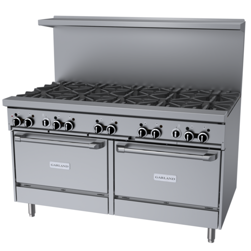 Garland GFE60-10RR 60" 10 Burner Gas Range w/ (2) Standard Ovens, Natural Gas-cityfoodequipment.com