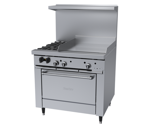 Garland X36-2G24R 36" 2 Burner Sunfire Gas Range w/ Griddle & Standard Oven, Natural Gas-cityfoodequipment.com