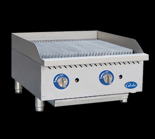 Globe GCB24G-SR 24" Countertop Gas Charbroiler w/ Cast-Iron Grates, Radiant-cityfoodequipment.com