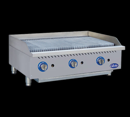 Globe GCB36G-RK 36" Countertop Gas Charbroiler w/ Reversible Grates, Char Rock-cityfoodequipment.com