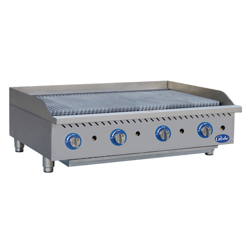 Globe GCB48G-RK 48" Countertop Gas Charbroiler w/ Reversible Grates, Char Rock-cityfoodequipment.com