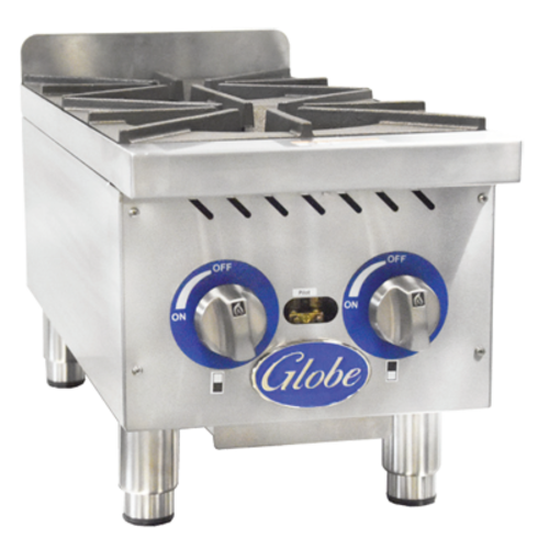 Globe GHP12G 12" Gas Hot Plate w/ (2) Burners & Manual Controls, Convertible-cityfoodequipment.com