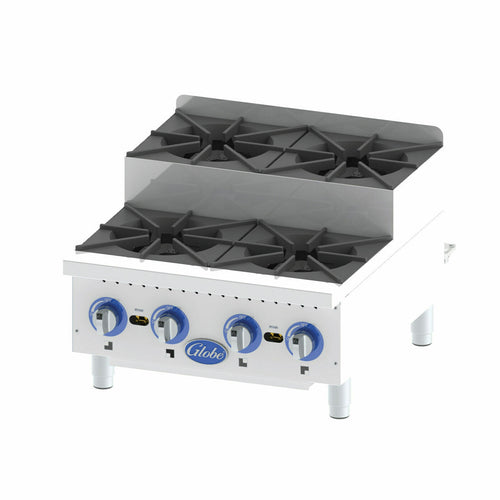 Globe GHPSU424G 24" Gas Hotplate w/ (4) Burners & Manual Controls, Convertible-cityfoodequipment.com
