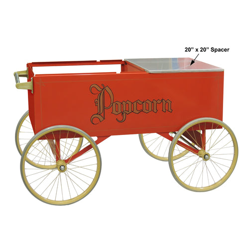 Gold Medal 2129 Gay 90 Red Popcorn Wagon w/ (4) 20" Wheels, Stainless, White-cityfoodequipment.com